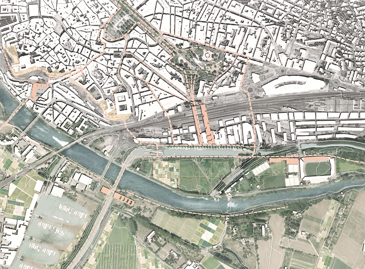 Plan de situation : projet urbain et implantations